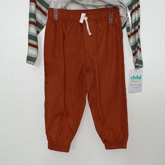 Carters baby outfit set 12 months hoodie top and pants. Green teal rust colored - Picture 6 of 10